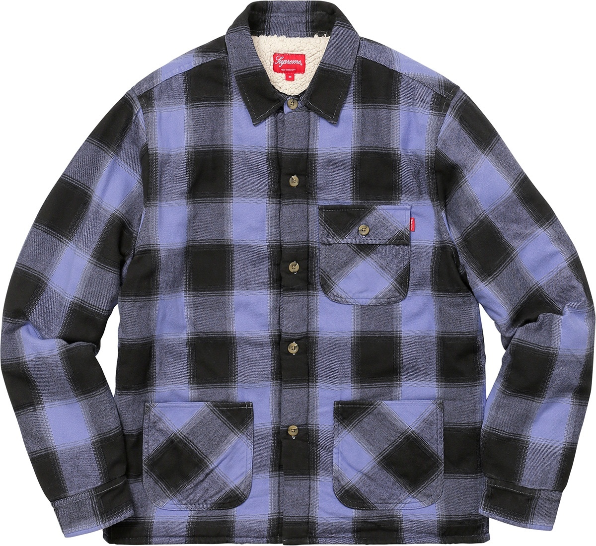 Buffalo Plaid Sherpa Lined Chore Shirt view 5